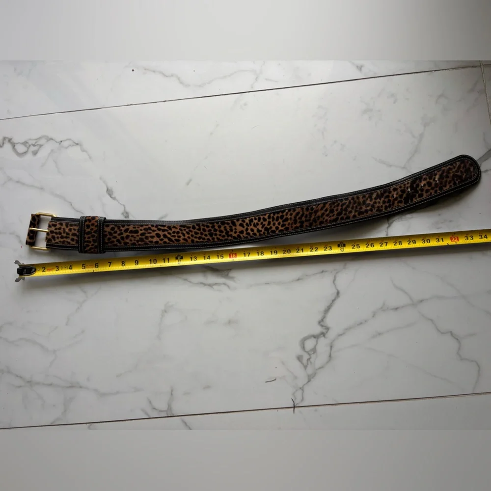 Vintage Neiman Marcus M in Italy, Leather Leopard Print Belt Size M, 33” - Picture 3 of 9